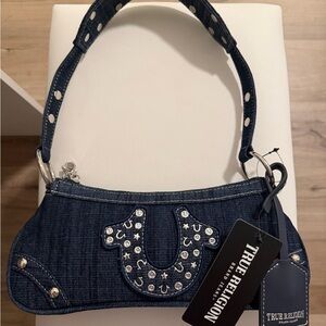 True Religion Horseshoe Denim Shoulder Bag